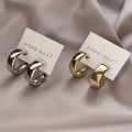 1pair Trendy Simple Silver Color Hoop Earrings For Women Girl Gold Circle MJ. 