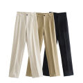 Women Suit Trousers High Waist Solid Color Straight Pants Fashion Casual Wide Leg Pants. 