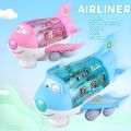 Musical Airplane With Lights And Music Cartoon Airplane With Bump And Go Toy Aeroplane 3d Lightning With Poems Available In 2 Colours Blue & Pink - Best Gift For Toddlers , Kids - Boys And Girls. 