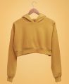 Crop Hoodie Plain With Long Sleeves For Women. 