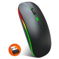 HXSJ M40 2.4GHZ 800,1200,1600dpi Third Gear Adjustment Colorful Wireless Mouse USB Rechargeable. 