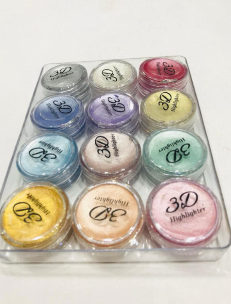 Professional%203D%20Highlighter%2012%20Color%20Palette%20Trendy%20Creamy%20Highlighters%20Kit%20Set%20Cosmetic%20Pressed%20Shimmer%20Shiny%20Pallete%20Box%20Matte%20Nude%20Large%20Size%20Pallet%20Tray%2012%20Shades%20Makeup%20Fixing%20Face%20and%20Body%20-%20Image%203