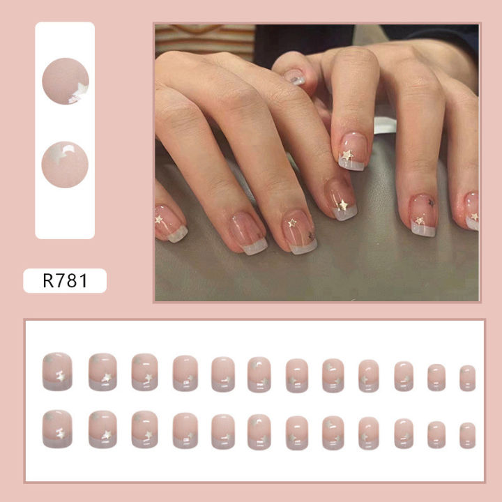 24Pcs%20Vintage%20Short%20Star%20Fake%20Nails%20with%20Glue%20DIY%20Art%20Design%20False%20Nails%20Wearable%20Nails%20Stylish%20Pattern%20Artificial%20Nails%20-%20Image%205