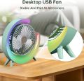 Colorful Desktop Fan | USB Rechargeable, Silent, 3-Speed with LED Ambient Light. 