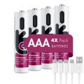 Uniross USB-C AAA 1.5V 703 mWh / 500 mAh Rechargeable Battery (Pack 4). 