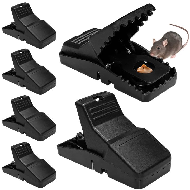 Pack of 5 Heavy Duty Mouse Trap Mice Catcher High Quality Plastic Reusable Convenient Effective Black Stainless-Steel Springs Rat Killer For Households Eliminates Faster Than Other Indoor and Outdoor