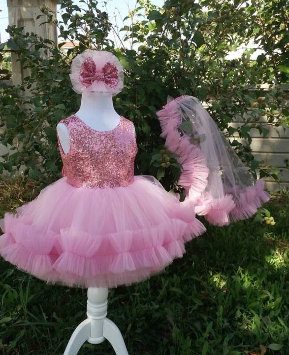 fancy%20pink%20sequin%20tail%20frock%20for%20baby%20girls%20-%20Image%205