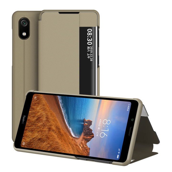 Smart Case For Xiaomi Redmi 7A Cover Flip PU Leather Shockproof Window View Cases