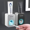 Toothpaste Dispenser Toothbrush Holder - White Multi-Functional Wall Mounted Toothpaste Squeezer Set of Brush Holder and Tooth paste Dispenser Wall Mounted Plastic Toothpaste Dispenser Tooth Paste with Tooth Brush Holder Best Quality Al Urus. 