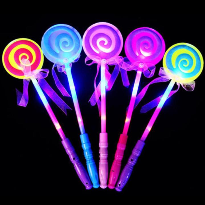 LED Light up Flashing Fairy Magic Wand Princess Lollipop Stick Girl Xmas Gift