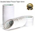 Super Strong Powerful Adhesive Double Sided Tissue Tape For Mounting Fixing Pad Sticky - 6 mm - White. 