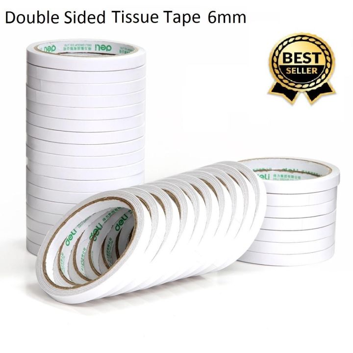 Super Strong Powerful Adhesive Double Sided Tissue Tape For Mounting Fixing Pad Sticky - 6 mm - White