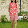 Cotton Print Sleeveless Top Short Set. 
