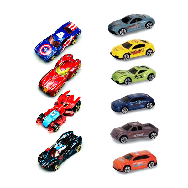 10 Pcs Set - Model and Avengers Alloy Metal Diecast Car Toy Set For Kids Boys and Girls Die Cast Free Wheel Cars Toys