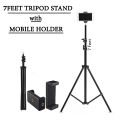 SK 2.1/7ft Aluminium Tripod Stand with 360 rotatable ball head Adjustable Portable 7 Feet Tripod With Mobile Holder Best Quality Tripod Stand for Mobile Phone & DSLR Camera Photography-Black. 