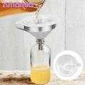 200 Fine Mesh Filter Stainless Steel Funnel Set with Fine Mesh Filter Cleaning Brush Kitchen Supplies for Liquid Transfer. 
