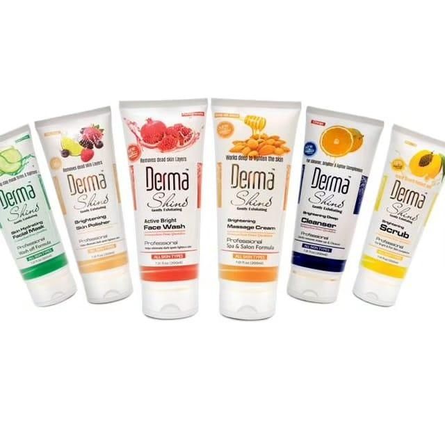 DERMA SHINE Fruit Facial Kit | 5-Step Deep Cleansing & Brightening Set | For Radiant, Glowing Skin at Home.