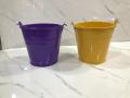 Metal Buckets with Handle Large Size - 2 Pack Colored Iron Pail, Easter Bucket and Flower Pots,Craft Supply Holders for Events,School Storage and Party Favors (Multi-Colored,. 