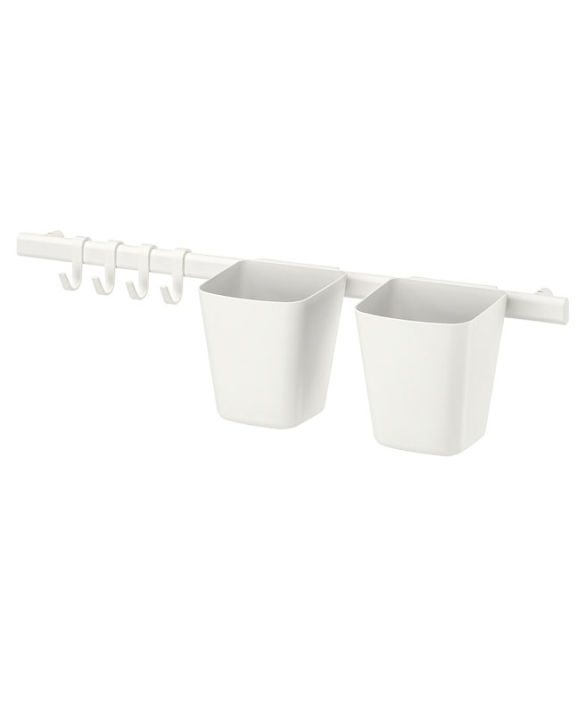 IKEA Pack of 7, 1 Rail with 4 hooks and 2 containers