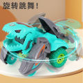Impact deformable dinosaur toy car kids friction car fall resistant spin racing car boy toy car gift. 