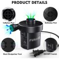 Electric Air Pump, Portable Electric Balloon Pump for Inflatables with 3 Nozzles, 130 W Quick-fill Electric Pump for Swimming Pool Outdoor Toy Car Camping, Black. 