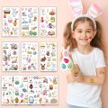 Fun Easter Fake Tattoo Child Sticker Easter Bunny Cartoon Tattoo Temporary Body Sticker Body Face Tattoo Decor for Party Arm Waterproof Body Stickers DIY Art Sticker. 