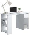 Haq Furnitue Computer Desk with Storage Compartments | Computer Table | Study Table for Young People | Study Table with 3 Storeage Compartments | Modern | White Structure | Shelves in Whit Colour. 