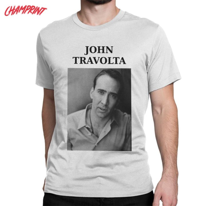 Men's Nicolas John Travolta Cage T Shirt Cotton Clothes Fun Short Sleeve Crew Neck Tee Shirt Graphic T-Shirt