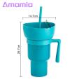 2-in-1 Snack Drink Cup 1pc Popcorn Water Cup Stadium Tumbler 2 in 1 Snack Drink Straw Leakproof Reusable Cinema Beverage. 