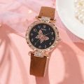 Fashion Quartz Wristwatch Crystal Rhinestone Pearl Quartz Watches Butterfly Watches. 