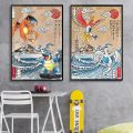 Pokemon Japanese Anime Poster Wall Art Print Manga Pictures Fire Breathing Dragon Pikachu Canvas Painting Living Room Decor. 
