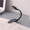 Mini Flexible Clip-on Bright Booklight LED Travel Book Reading Lamp White Light book holder small table lamp light small gifts Gray. 