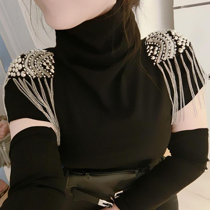 Shoulder Brooch Tassels Rhinestones Jewelry Temperament Wear-resistant Brooch Pin Clothes Decor