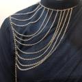 Multi Layers Metal One Side Shoulder Body Harness Chains Fashion Body Jewelry. 