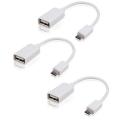 Combo of 3 - OTG Cables (MicroUSB) - White. 
