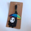 Spirited Away No Face cartoon PVC Keychain classic anime soft rubber luggage tag boarding pass bag tags hanging ornaments bags. 