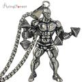 Strong Man Dumbbell Fitness Pendant Necklace Men Jewelry Between Best Friend Fashion Necklace Men Gift Hip Hop Jewelry Gym Gifts. 