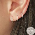 3 Pairs 925 Sterling Silver Small Hoop Earrings For Women Men Round Endless Hoop Earrings Set Lightweight 10MM 15MM 20MM. 