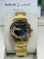 Al-Fajr Azan Watch WL-08L (Golden) Swiss-Made Watch  Brown Leather. 