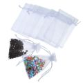 100 Pieces 4 by 6 Inch Organza Gift Bags Drawstring Jewelry Pouches Wedding Party Favor Bags (White&Aqua Blue). 