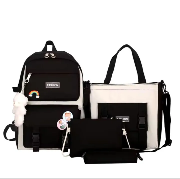4pcs backpack School Bags For Girls Canvas SchoolBag Fashion Kids ...