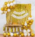 Happy Birthday Theme Set: Happy Birthday Banner, Back Curtain, 30 Latex Balloons, Confetti Balloons - Birthday Accessories for Girls and Boys, Birthday party decoration. 