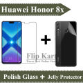 Tempered Polish Glass + Back Jelly Protector For Huawei Honor 8x. 