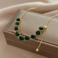 Al Asar Fashion Green Zircon Necklace for Women Luxury High Quality Chain Adjustable Pendant Jewelry. 