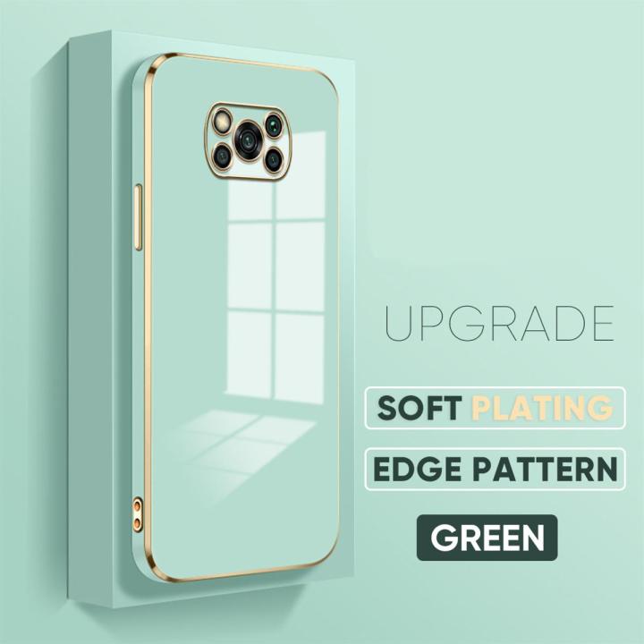 TA for Xiaomi Poco X3 / X3 Pro / X3 NFC Back Cover + Free Lanyard Colour Luxury 6D Plating Case Side Pattern Soft Silicone Square Phone Cases