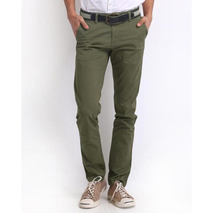 Olive Green Cotton Men's Chino Slim Fit