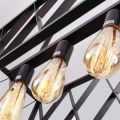 Vintage Pendant Light Fixture, 5 Lights in Rectangle Frame Shade Matte Metal Black Powder Coating. 