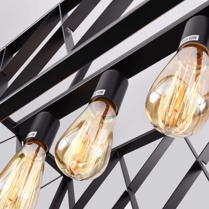 Vintage%20Pendant%20Light%20Fixture,%205%20Lights%20in%20Rectangle%20Frame%20Shade%20Matte%20Metal%20Black%20Powder%20Coating%20-%20Image%204