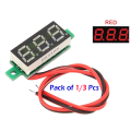 Pack of 1/ 3 Pcs 0.28 Inch 2 wires 4.5-30V Mini Digital Voltmeter Voltage Tester Meter Red LED Screen meter by electrica. 
