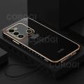 For Tecno Spark 8C Back Cover + Hand Strap Fashion Shiny 6D Plating Maple Leaves Protective Case Square Bumper Soft Silicone Mobile Phone Cases. 